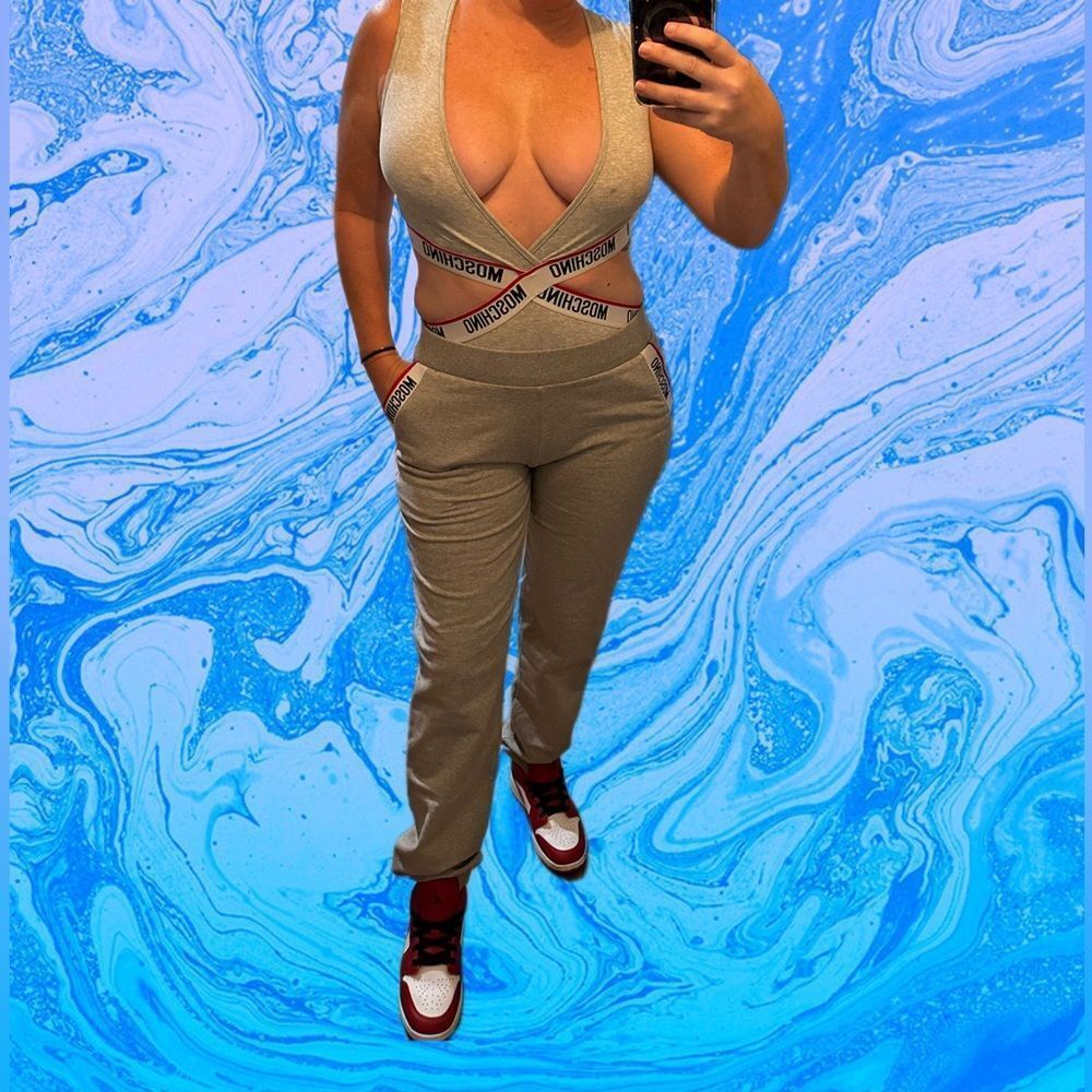 🔥MOSCHINO🔥 WOMAN'S GREY BODYSUIT sexy, sexy, sexy -  SIZE LARGE *NWT